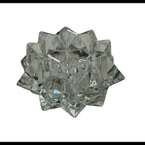 Vintage Diamond Cut Clear Glass Star Crystal Votive Holder Avon Heavy